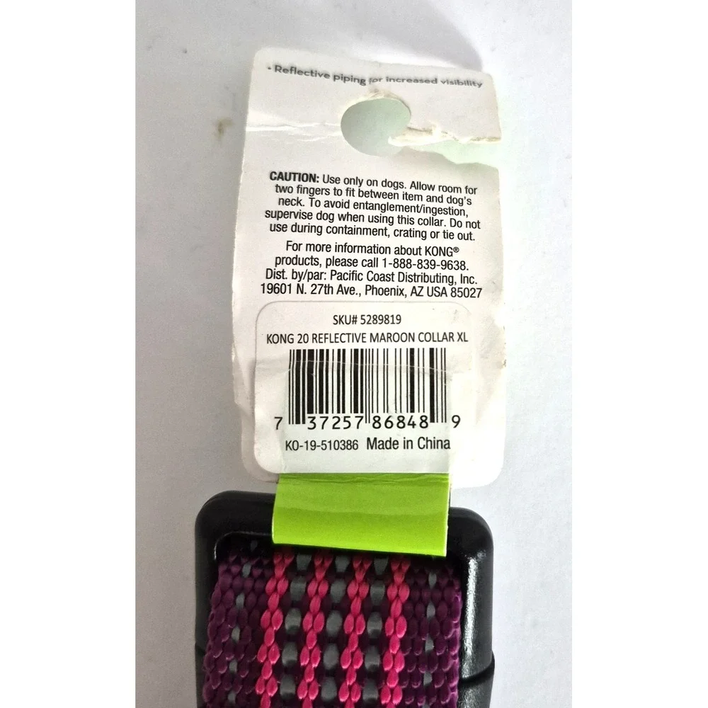 Kong X Large Purple & Pink Comfort & Reflective Padded Dog Collar, NWT